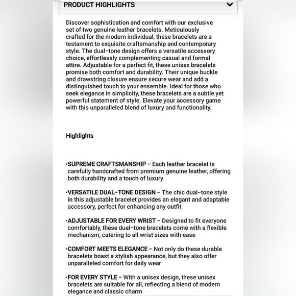 Black Genuine Leather and Dualtone Adjustable Bracelets - Picture 14 of 16